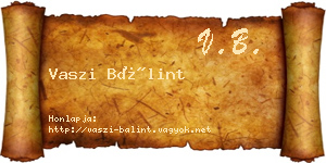 Vaszi Bálint névjegykártya